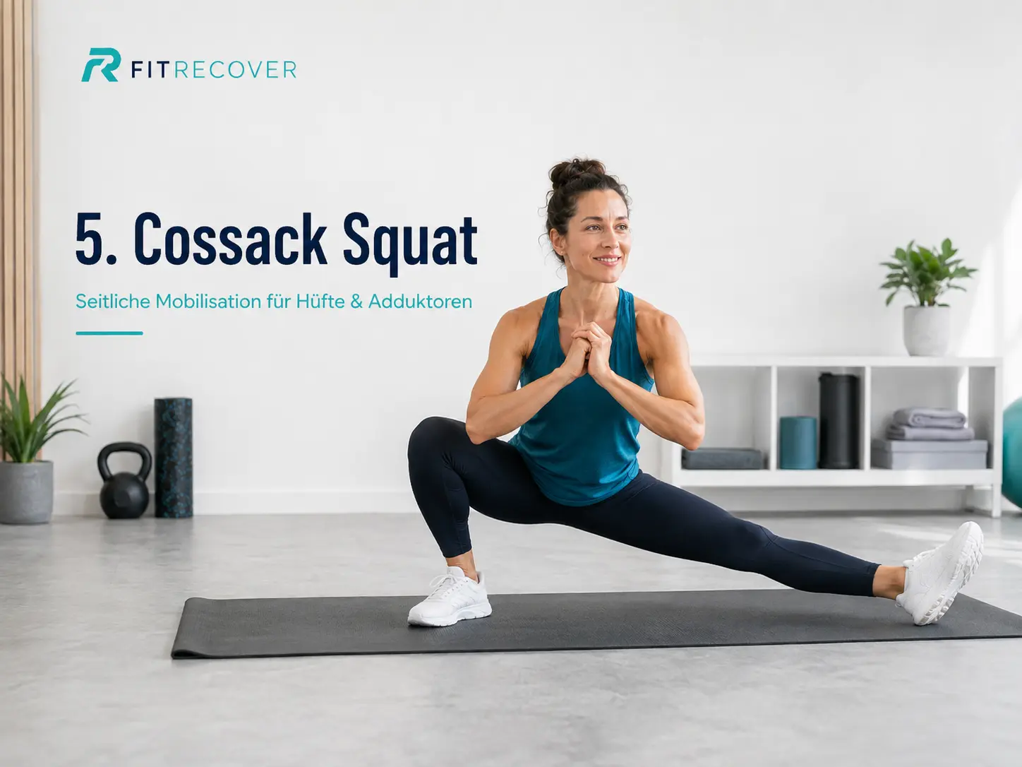 Cossack Squat zur seitlichen Mobilisation von Hüfte und Adduktoren