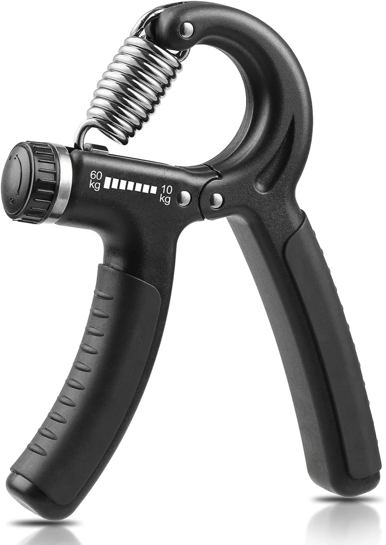 Schwarzer NIYIKOW Handtrainer mit Drehrad und Stahlfeder