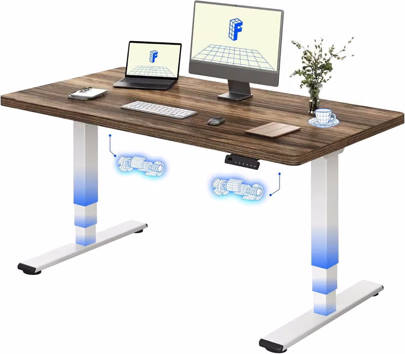 FLEXISPOT Dualmotor, 3-stufig, 160 × 80 cm, Braun / Weiß – Produktabbildung