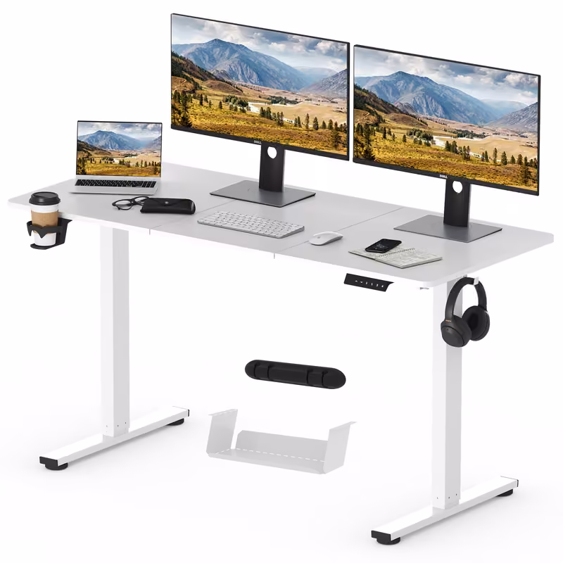 SANODESK mit Zubehörset, 140 × 60 cm, Weiß – Produktabbildung