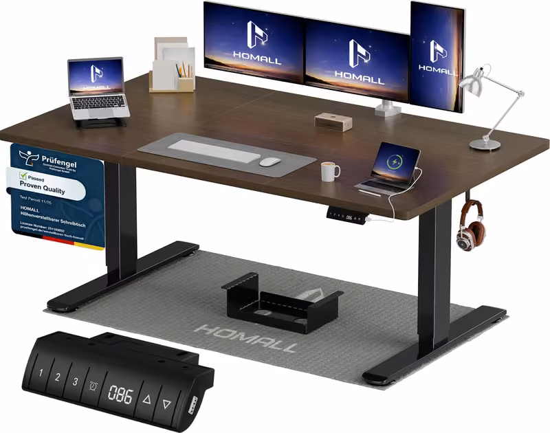 Homall mit USB-A, 140 × 70 cm, Nussbaum-Dekor – Produktabbildung