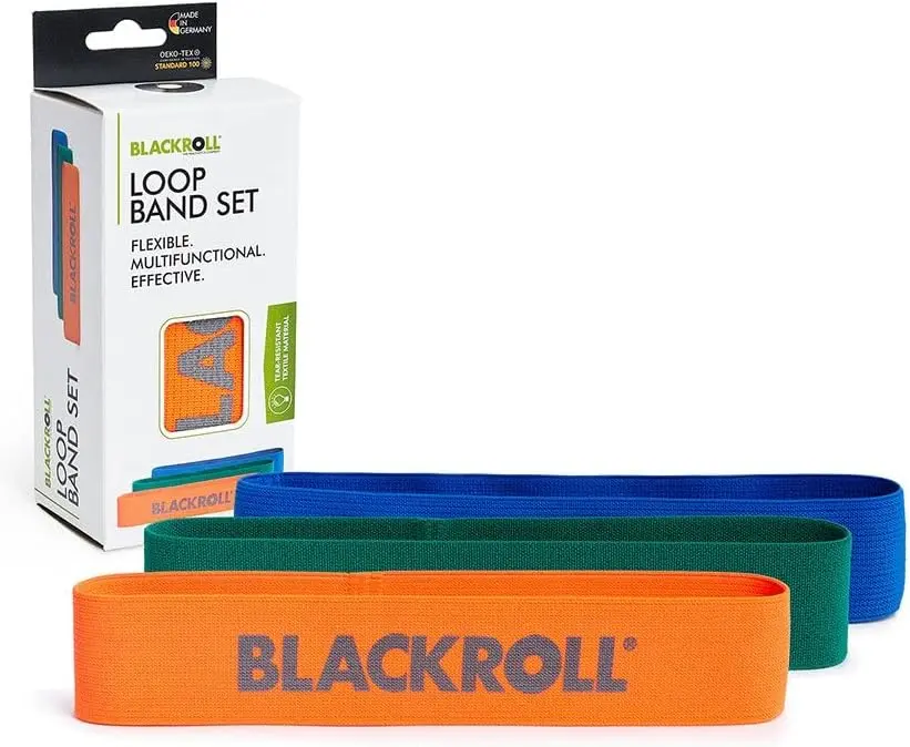 BLACKROLL Loop Band Set mit drei Widerstandsstärken und Verpackung